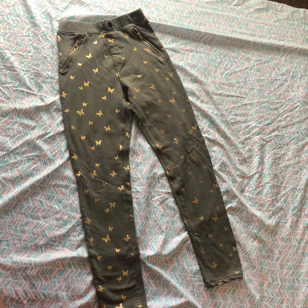 Girls Gold Butterfly Leggings